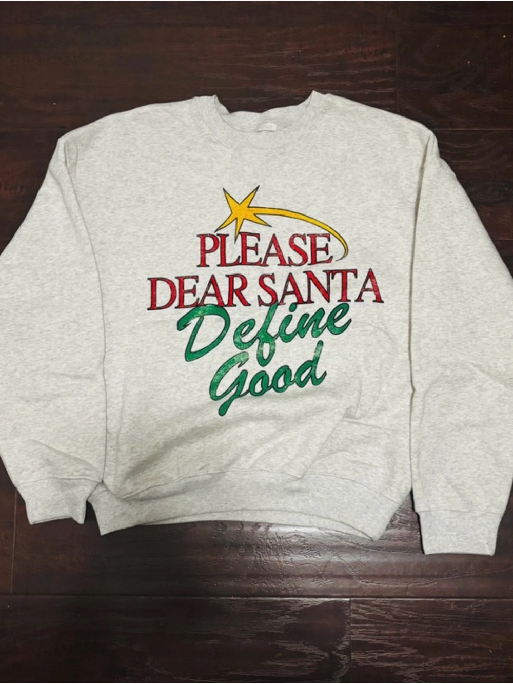 Zara Light Gray Crewneck Sweater with Holiday Graphic